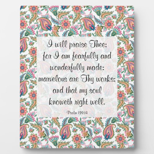 Psalm 139:14 Plaque Fotoplatte (Vorderseite)