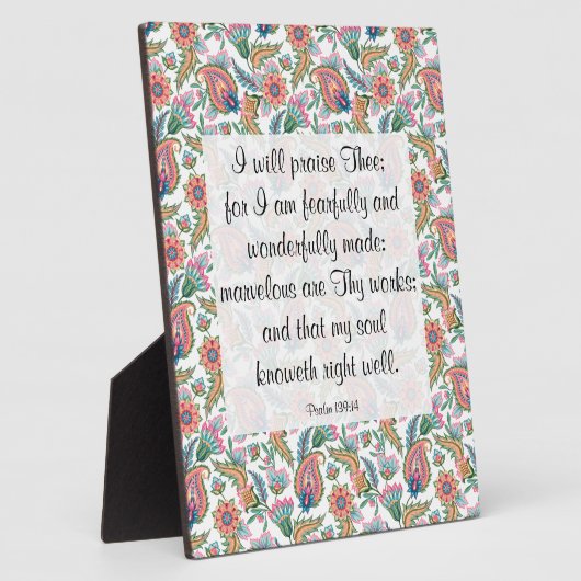 Psalm 139:14 Plaque Fotoplatte (Seite)