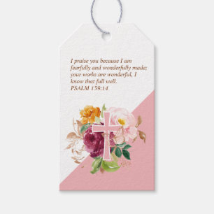 Psalm 139:14 Rosa Aquarellblume Geschenkanhänger