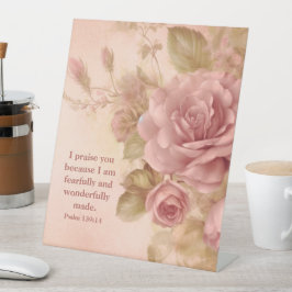 Psalm 139:14 Rose Sockelschild
