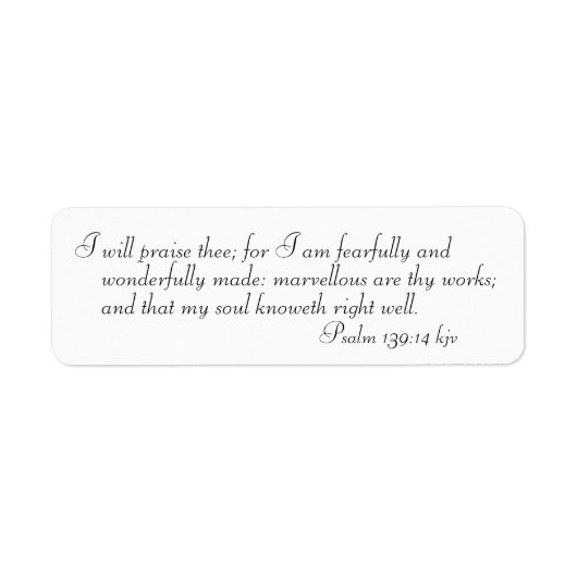 Psalm 139 14 Scripture Verse Sticker Labels (Vorne)