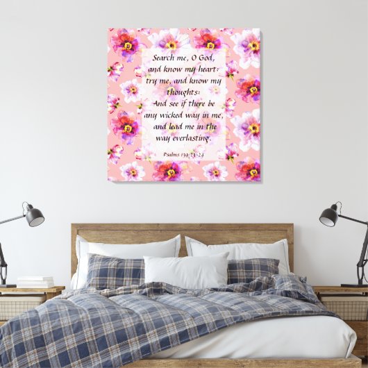 Psalm 139:23-24 Canvas Print Leinwanddruck (Insitu (Schlafzimmer))