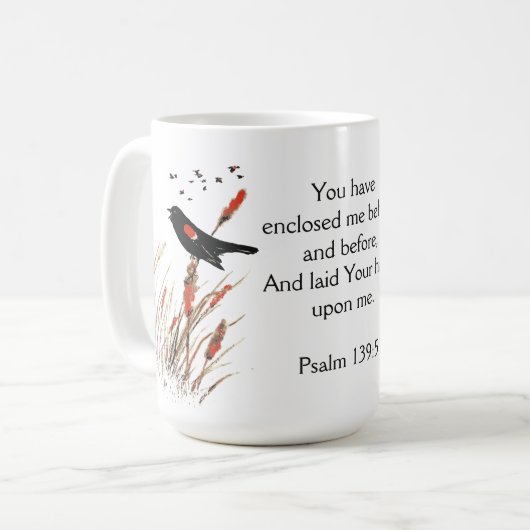 Psalm 139 Bibelschrift You Answer Blackbird Kaffeetasse (Vorderseite Links)