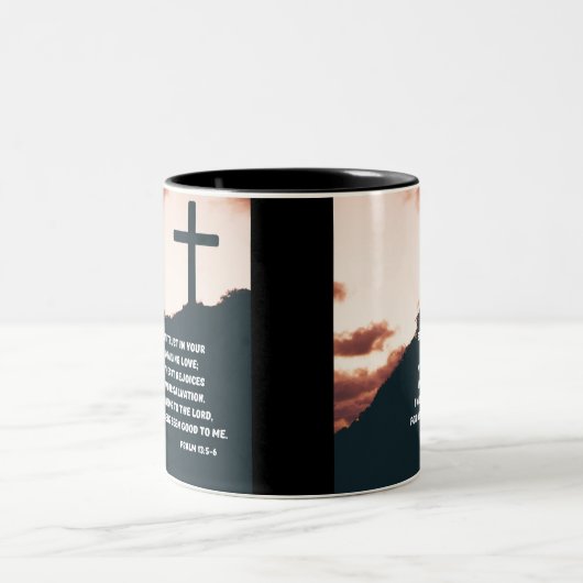 Psalm 13:15 Gesang für das Bibelverse Gottes Zweifarbige Tasse (Mittel)