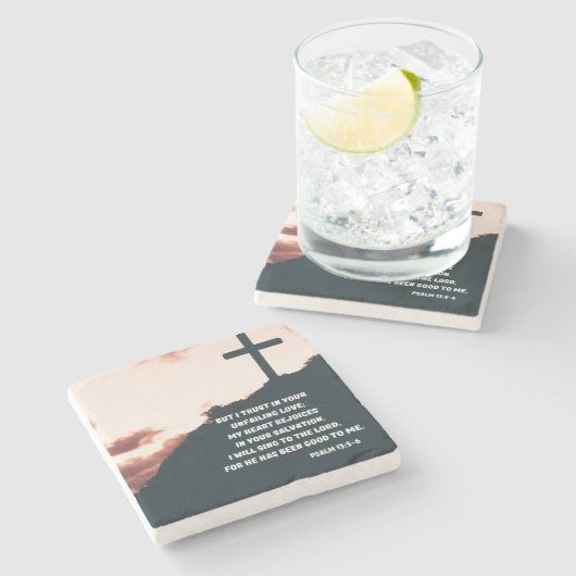 Psalm 13:5-6 Ich vertraue auf Ihre unfehlbare Lieb Steinuntersetzer (Seitenansicht)