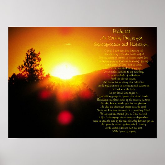 Psalm 141 mit leuchtendem Sonnenuntergang über den Poster (Vorne)