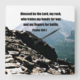 Psalm 144:1  Blessed  be the Lord... Quadratische Wanduhr