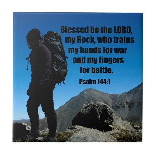 Psalm 144:1 Gesegnet sei der Herr, mein Felsen, de Fliese (Vorderseite)