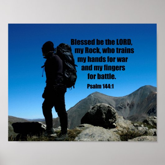 Psalm 144:1 Gesegnet sei der Herr, mein Felsen, de Poster (Vorne)