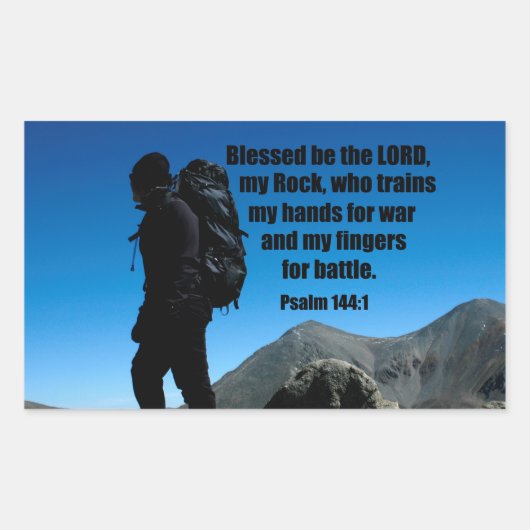 Psalm 144:1 Gesegnet sei der Herr, mein Felsen, de Rechteckiger Aufkleber (Vorderseite)