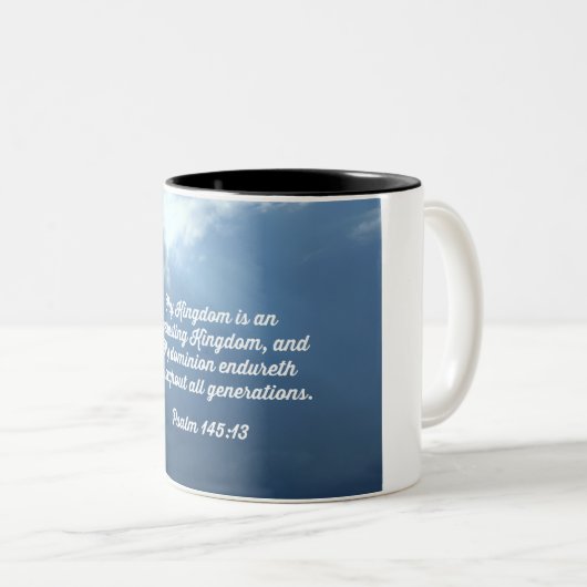Psalm 145:13 Thy Kingdom ist ein ewiges Königreich Zweifarbige Tasse (VorderseiteRechts)