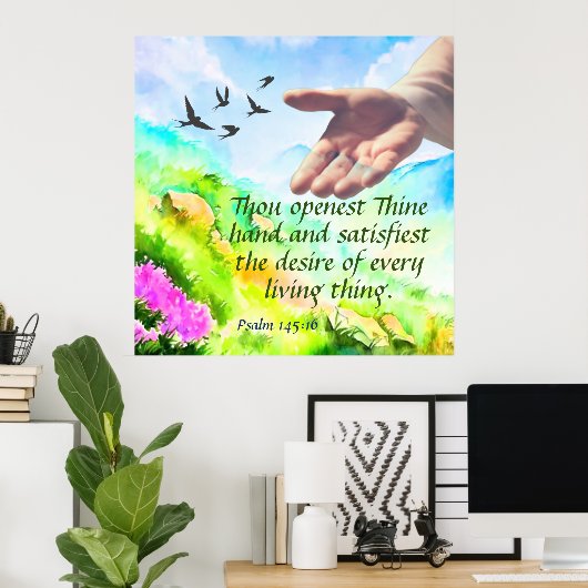 Psalm 145:16 poster (Heimbüro)