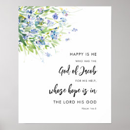 Psalm 146:5 glücklich ist er Blumenbibel Verse Poster