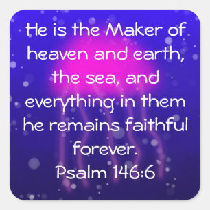 Psalm-146:6 Rosa-Quallen-Aufkleber Quadratischer Aufkleber