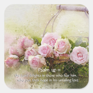 Psalm 147:11 Inspirierend Bibelverse Rose Quadratischer Aufkleber