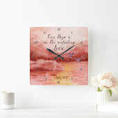 Psalm 147:11 Unsere Hoffnung ist in seiner unermüd Quadratische Wanduhr (Zuhause)