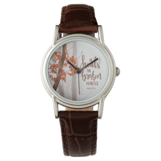 Psalm 147:3 Er heilt den gebrochenen Herzen Armbanduhr (Vorderseite)
