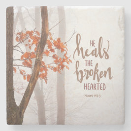 Psalm 147:3 Er heilt den gebrochenen Herzen Steinuntersetzer
