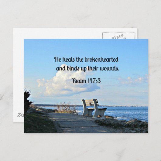 Psalm 147:3 Er heilt die gebrochenen Herzen... Postkarte (Vorne/Hinten)
