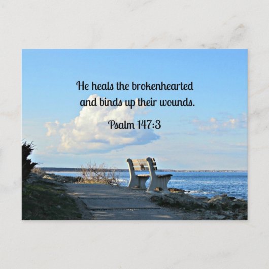 Psalm 147:3 Er heilt die gebrochenen Herzen... Postkarte (Vorderseite)