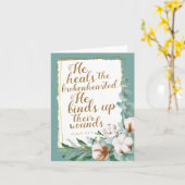 Psalm 147:3 Ermutigung JW-Faltkarte Karte (Gelbe Blume)