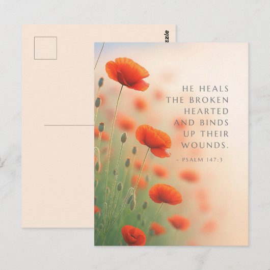 Psalm 147:3 He Heals the Brokenhearted Scripture Postkarte (Vorne/Hinten)