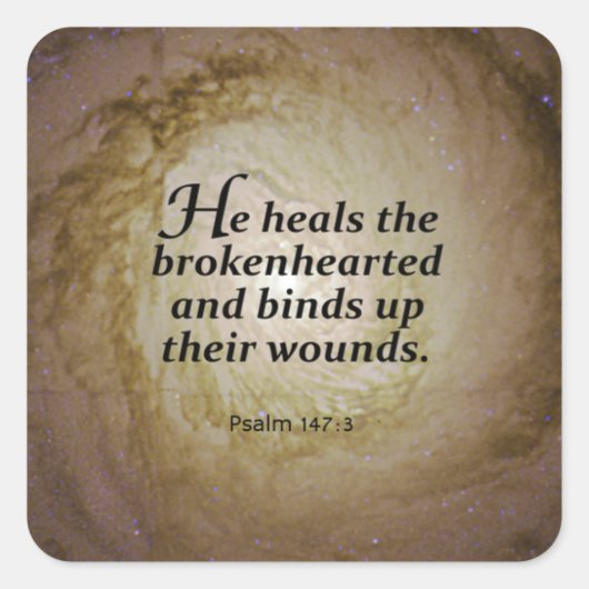 Psalm 147:3 quadratischer aufkleber (Vorderseite)
