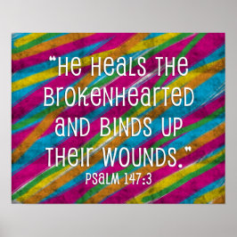 Psalm 147:3 Regenbogen "Er heilt das Brokenherz" Poster