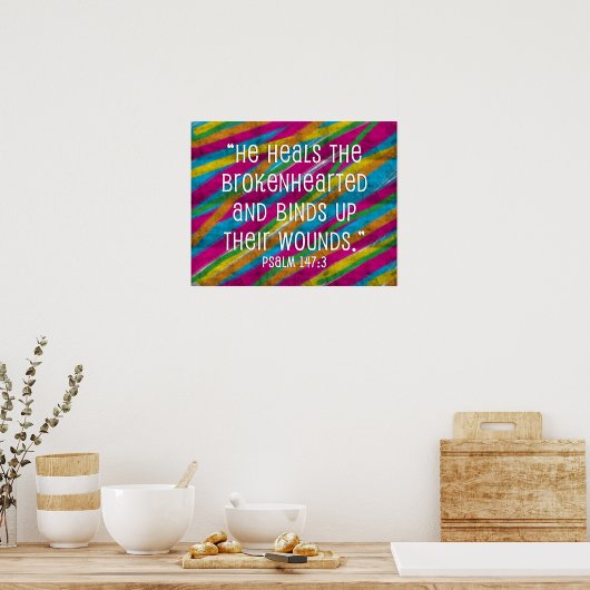 Psalm 147:3 Regenbogen "Er heilt das Brokenherz" Poster (Küche)