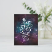 Psalm 147:4-5 Er zählt das Verse der Sterne-Bibel Postkarte (Stehend Vorderseite)
