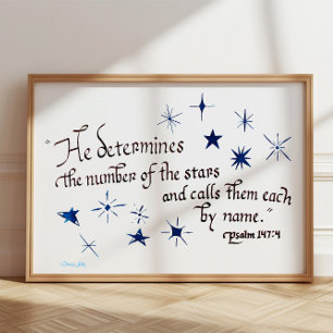 Psalm 147 4 Sterne Bibelverse Christlich Poster