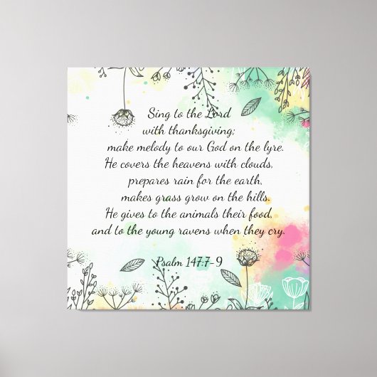 Psalm 147:7-9 leinwanddruck (Vorderseite)