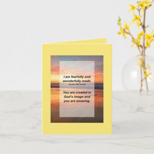 Psalm 149:14 Ich bin furchtbar und wunderbar gemac Karte (Gelbe Blume)