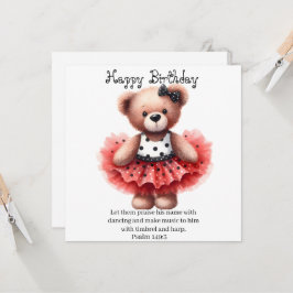 Psalm 149:3 Teddy Ballerina Flat Greeting Card