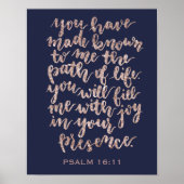 Psalm 16:11 Rose Glitzer Poster (Vorne)