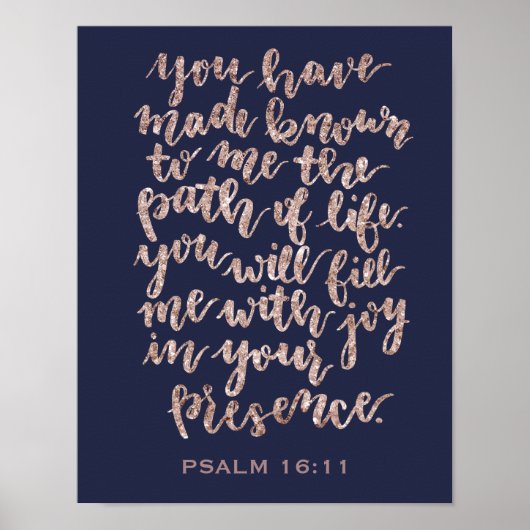 Psalm 16:11 Rose Glitzer Poster (Vorne)