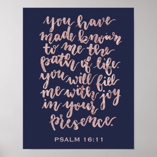 Psalm 16:11 Rose-Goldfolie Poster (Vorne)