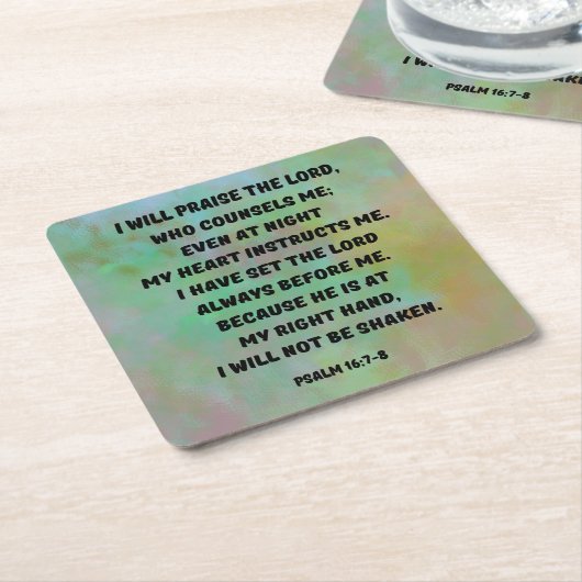 Psalm 16:7-8 Der Herr rät mich Rechteckiger Pappuntersetzer (angewinkelt)