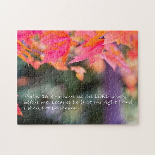 Psalm-16:8 auf Herbstlaub Puzzle (Horizontal)
