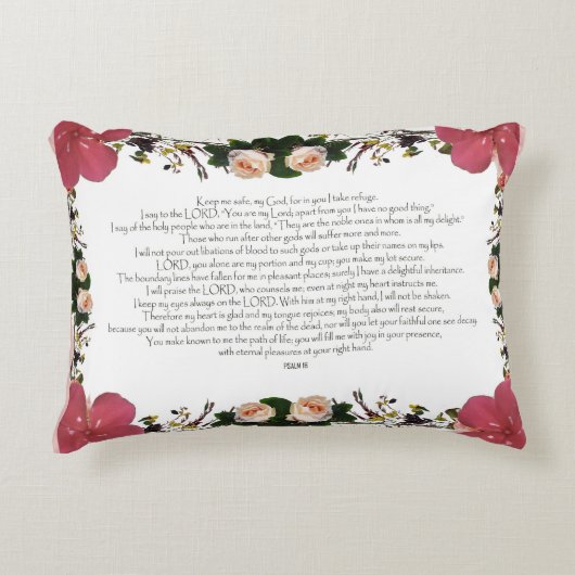 Psalm 16, Bibelverse, Rotes Blume Kissen (Vorderseite)