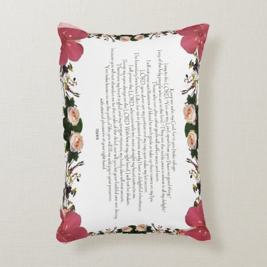 Psalm 16, Bibelverse, Rotes Blume Kissen (Vorderseite(Vertikal))