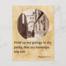 Psalm 17:5 auf einem alten Foto der Via Dolorosa Postkarte