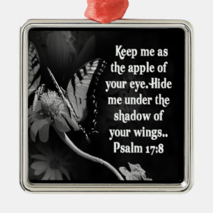 PSALM-17:8 WEIHNACHTSverzierungSCRIPTURE BEHALTEN Silbernes Ornament