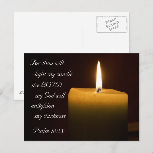 Psalm 18:28 Candle Postkarte (Vorne/Hinten)