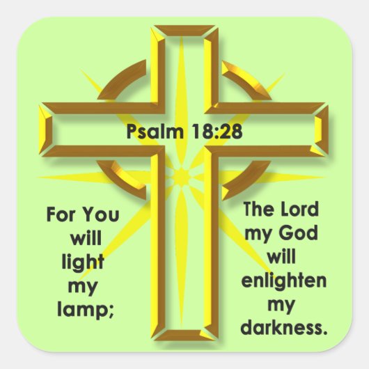 Psalm 18:28 quadratischer aufkleber (Vorderseite)