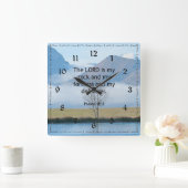 Psalm 18:2 Bibelverse... Der Herr ist mein Felsen. Quadratische Wanduhr (Zuhause)