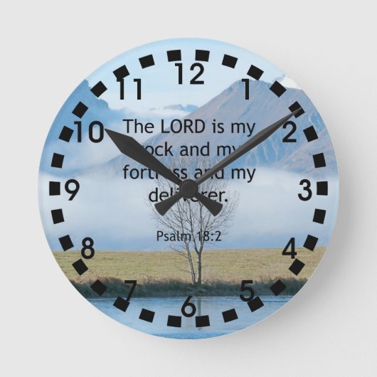 Psalm 18:2 runde wanduhr (Vorderseite)