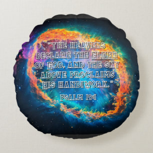 Psalm 19:1 Die Himmel verkünden Gottes Ruhm Rundes Kissen