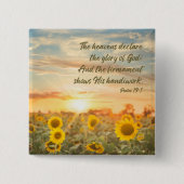 Psalm 19:1 NKJV Sunflower and Sunrise Bible Verse Button (Vorderseite)