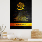 Psalm 1:1-3 Bibelverse Poster (Küche)